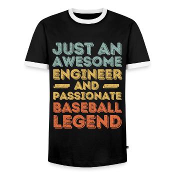 Engineer kendo retro - Men's Ringer Shirt - black/white - Front - AI Model Female 172 light (172cm) & AI Model Male 178 light (178cm)