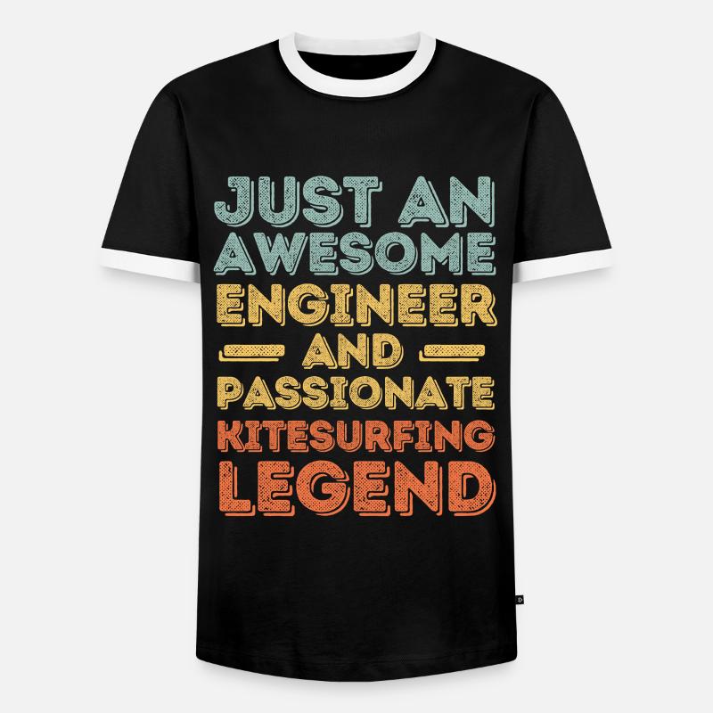 Engineer kitesurfing retro - Men's Ringer Shirt - black/white