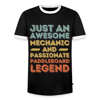 Mechaniker Paddleboard retro - Männer Kontrast-T-Shirt - Schwarz/Weiß - Vorne - AI Model Female 172 light (172cm) & AI Model Male 178 light (178cm)