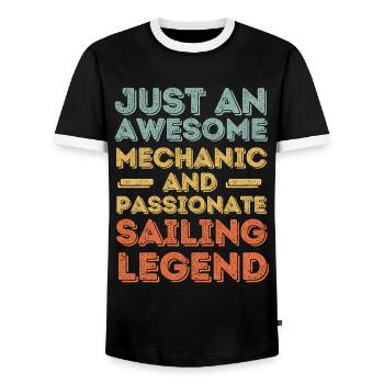 Mécanicien voile rétro - T-shirt contrasté Homme - noir/blanc - Devant - AI Model Female 172 light (172cm) & AI Model Male 178 light (178cm)