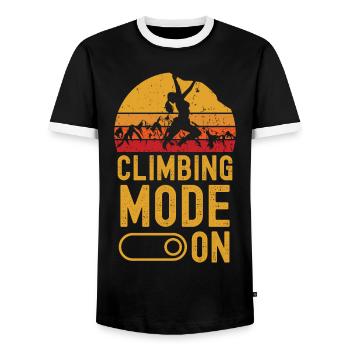 Climbing women retro vintage - Men's Ringer Shirt - black/white - Front - AI Model Female 172 light (172cm) & AI Model Male 178 light (178cm)