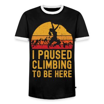 Climbing women retro vintage - Men's Ringer Shirt - black/white - Front - AI Model Female 172 light (172cm) & AI Model Male 178 light (178cm)