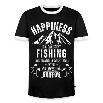 Angeln und Griffon - Männer Kontrast-T-Shirt - Schwarz/Weiß - Vorne - AI Model Female 172 light (172cm) & AI Model Male 178 light (178cm)