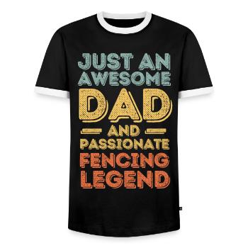 Dad fencing retro - Men's Ringer Shirt - black/white - Front - AI Model Female 172 light (172cm) & AI Model Male 178 light (178cm)