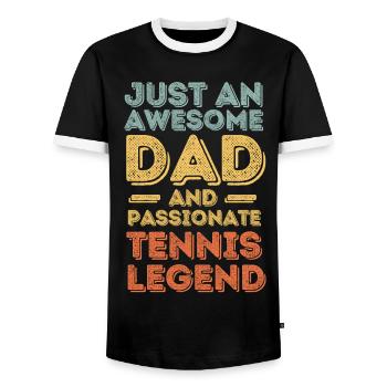 Papa Tennis retro - Männer Kontrast-T-Shirt - Schwarz/Weiß - Vorne - AI Model Female 172 light (172cm) & AI Model Male 178 light (178cm)