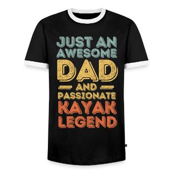 Papa Kayak retro - Men's Ringer Shirt - black/white - Front - AI Model Female 172 light (172cm) & AI Model Male 178 light (178cm)