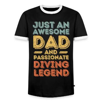 Papa Tauchen retro - Männer Kontrast-T-Shirt - Schwarz/Weiß - Vorne - AI Model Female 172 light (172cm) & AI Model Male 178 light (178cm)