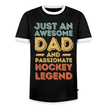 Papa hockey rétro - T-shirt contrasté Homme - noir/blanc - Devant - AI Model Female 172 light (172cm) & AI Model Male 178 light (178cm)