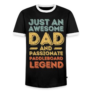 Papa Paddleboard retro - Männer Kontrast-T-Shirt - Schwarz/Weiß - Vorne - AI Model Female 172 light (172cm) & AI Model Male 178 light (178cm)