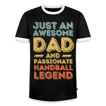 Papa Handball rétro - T-shirt contrasté Homme - noir/blanc - Devant - AI Model Female 172 light (172cm) & AI Model Male 178 light (178cm)