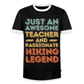 Teachers Hiking retro - Men's Ringer Shirt - black/white - Front - AI Model Female 172 light (172cm) & AI Model Male 178 light (178cm)