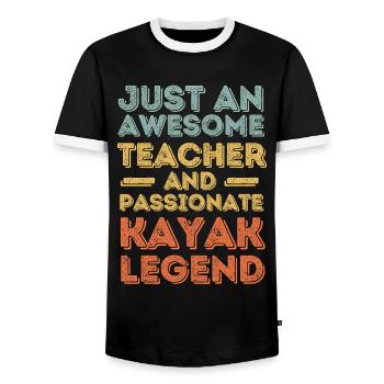 Teacher Kayak retro - Men's Ringer Shirt - black/white - Front - AI Model Female 172 light (172cm) & AI Model Male 178 light (178cm)