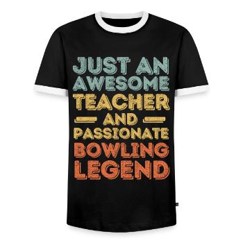 Lehrer Bowling retro - Männer Kontrast-T-Shirt - Schwarz/Weiß - Vorne - AI Model Female 172 light (172cm) & AI Model Male 178 light (178cm)