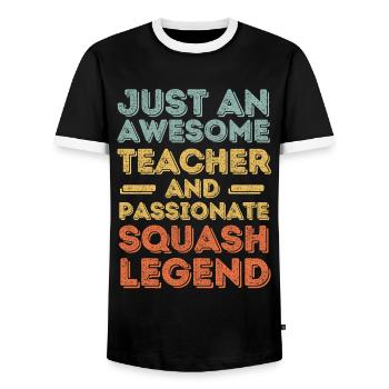 Teacher Squash retro - Men's Ringer Shirt - black/white - Front - AI Model Female 172 light (172cm) & AI Model Male 178 light (178cm)