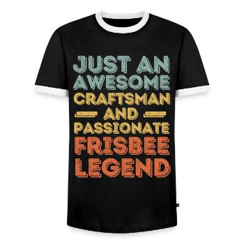 Artisan Frisbee retro - Men's Ringer Shirt - black/white - Front - AI Model Female 172 light (172cm) & AI Model Male 178 light (178cm)