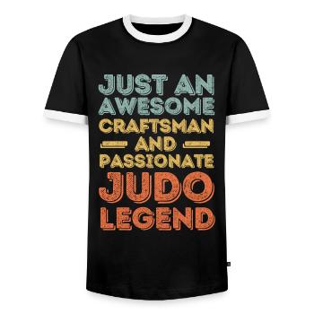 Craftsman Judo retro - Men's Ringer Shirt - black/white - Front - AI Model Female 172 light (172cm) & AI Model Male 178 light (178cm)