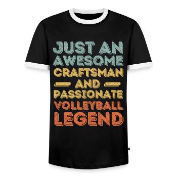 Craftsman Volleyball retro - Men's Ringer Shirt - black/white - Front - AI Model Female 172 light (172cm) & AI Model Male 178 light (178cm)