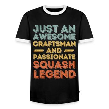 Artisan Squash retro - Men's Ringer Shirt - black/white - Front - AI Model Female 172 light (172cm) & AI Model Male 178 light (178cm)