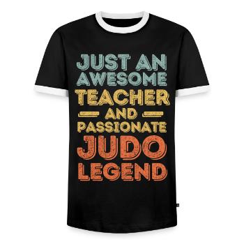 Teacher Judo retro - Men's Ringer Shirt - black/white - Front - AI Model Female 172 light (172cm) & AI Model Male 178 light (178cm)