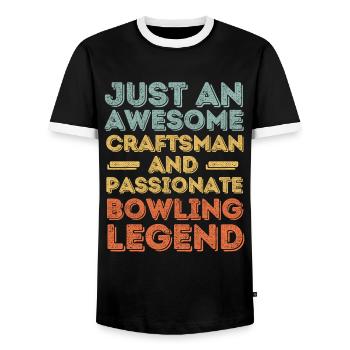 Artisan Bowling retro - Men's Ringer Shirt - black/white - Front - AI Model Female 172 light (172cm) & AI Model Male 178 light (178cm)
