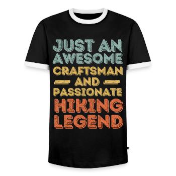 Craftsman hiking retro - Men's Ringer Shirt - black/white - Front - AI Model Female 172 light (172cm) & AI Model Male 178 light (178cm)