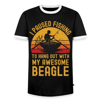 Angeln, Fischen und Beagle - Männer Kontrast-T-Shirt - Schwarz/Weiß - Vorne - AI Model Female 172 light (172cm) & AI Model Male 178 light (178cm)