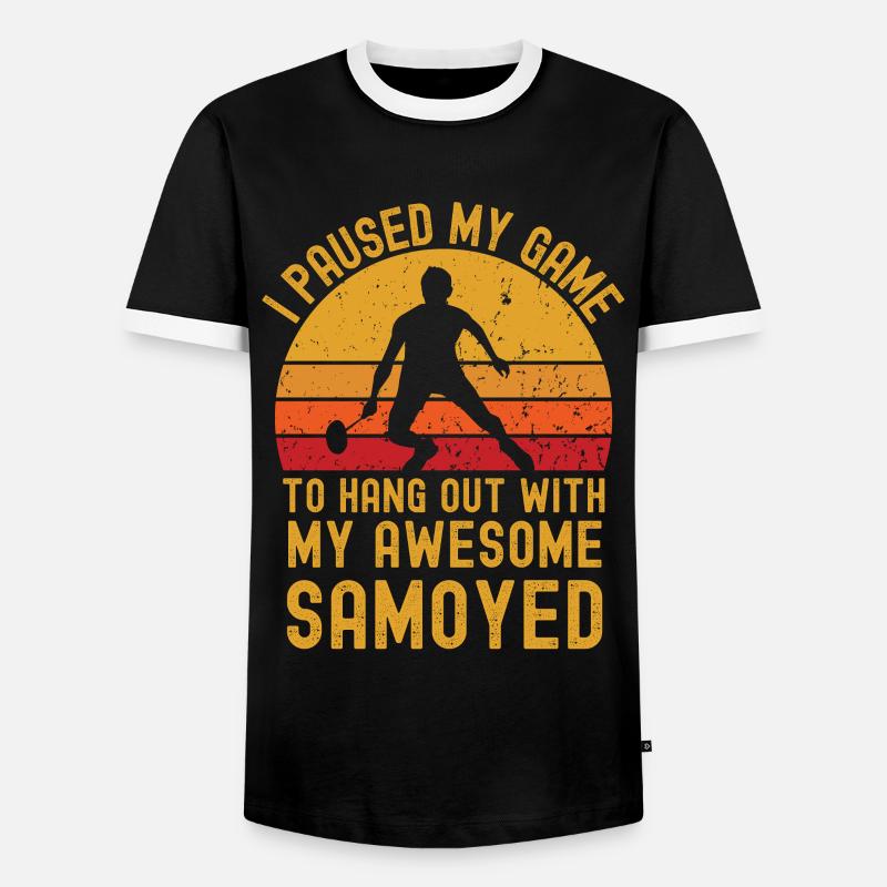 Badminton and Samoyed - Men's Ringer Shirt - black/white