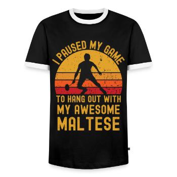 Badminton und Malteser - Männer Kontrast-T-Shirt - Schwarz/Weiß - Vorne - AI Model Female 172 light (172cm) & AI Model Male 178 light (178cm)