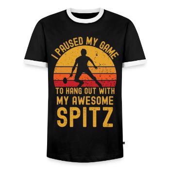 Badminton und Spitz - Männer Kontrast-T-Shirt - Schwarz/Weiß - Vorne - AI Model Female 172 light (172cm) & AI Model Male 178 light (178cm)