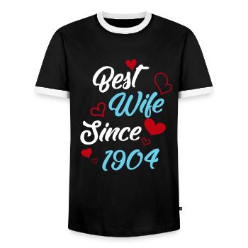 Anniversaire Meilleure épouse depuis 1904 Mariage - T-shirt contrasté Homme - noir/blanc - Devant - AI Model Female 172 light (172cm) & AI Model Male 178 light (178cm)