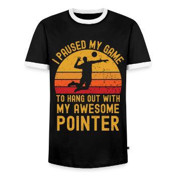 Volleyball und Pointer - Männer Kontrast-T-Shirt - Schwarz/Weiß - Vorne - AI Model Female 172 light (172cm) & AI Model Male 178 light (178cm)