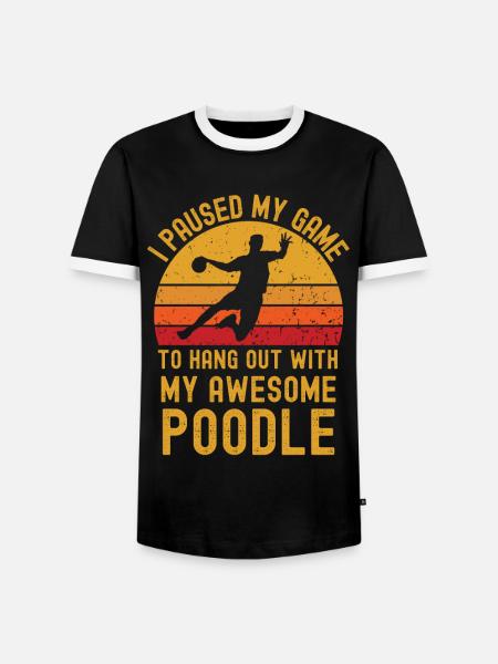 Handball und Pudel - Männer Kontrast-T-Shirt - Schwarz/Weiß
