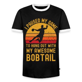 Handball and Bobtail - Men's Ringer Shirt - black/white - Front - AI Model Female 172 light (172cm) & AI Model Male 178 light (178cm)