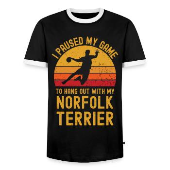 Handball and Norfolk Terriers - Men's Ringer Shirt - black/white - Front - AI Model Female 172 light (172cm) & AI Model Male 178 light (178cm)
