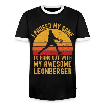 Tennis and Leonberger - Men's Ringer Shirt - black/white - Front - AI Model Female 172 light (172cm) & AI Model Male 178 light (178cm)