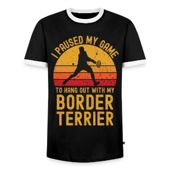Tennis and Border Terriers - Men's Ringer Shirt - black/white - Front - AI Model Female 172 light (172cm) & AI Model Male 178 light (178cm)