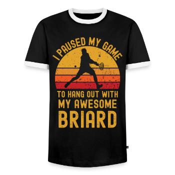 Tennis and Briard - Men's Ringer Shirt - black/white - Front - AI Model Female 172 light (172cm) & AI Model Male 178 light (178cm)