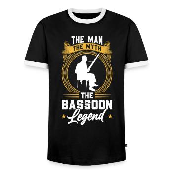 The Man - The Myth - The Bassoon Legend - Männer Kontrast-T-Shirt - Schwarz/Weiß - Vorne - AI Model Female 172 light (172cm) & AI Model Male 178 light (178cm)