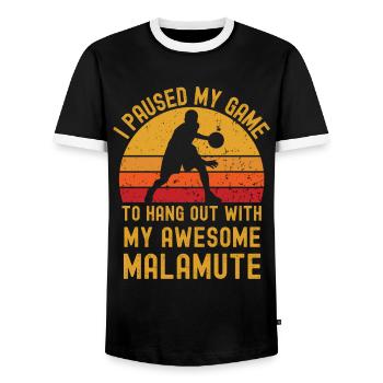 Basketball and Malamute - Men's Ringer Shirt - black/white - Front - AI Model Female 172 light (172cm) & AI Model Male 178 light (178cm)