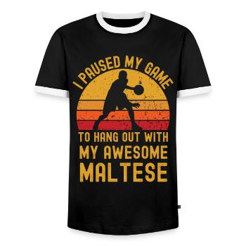 Basketball und Malteser - Männer Kontrast-T-Shirt - Schwarz/Weiß - Vorne - AI Model Female 172 light (172cm) & AI Model Male 178 light (178cm)