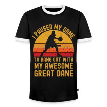 Basketball and Great Dane - Men's Ringer Shirt - black/white - Front - AI Model Female 172 light (172cm) & AI Model Male 178 light (178cm)