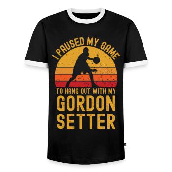 Basketball et Gordon Setter - T-shirt contrasté Homme - noir/blanc - Devant - AI Model Female 172 light (172cm) & AI Model Male 178 light (178cm)