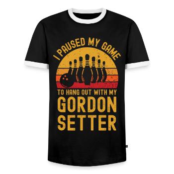 Bowling et Gordon-Setter - T-shirt contrasté Homme - noir/blanc - Devant - AI Model Female 172 light (172cm) & AI Model Male 178 light (178cm)