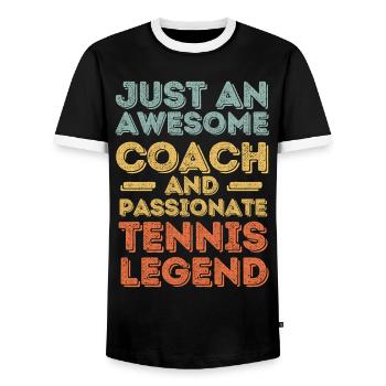 Coach Tennis retro - Men's Ringer Shirt - black/white - Front - AI Model Female 172 light (172cm) & AI Model Male 178 light (178cm)