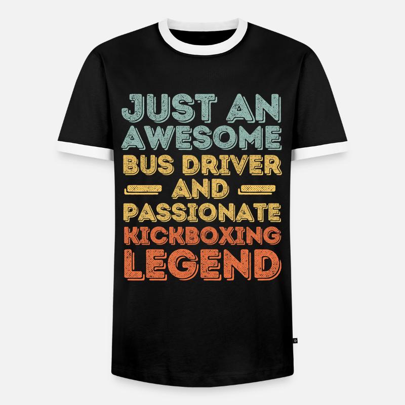 Busfahrer Kickboxen retro - Männer Kontrast-T-Shirt - Schwarz/Weiß