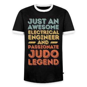 Electrical Engineer Judo retro - Men's Ringer Shirt - black/white - Front - AI Model Female 172 light (172cm) & AI Model Male 178 light (178cm)