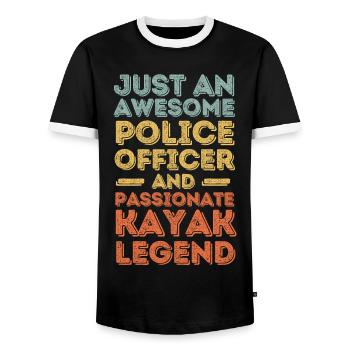 Policeman kayaking retro - Men's Ringer Shirt - black/white - Front - AI Model Female 172 light (172cm) & AI Model Male 178 light (178cm)