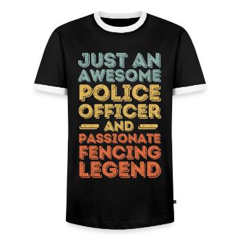 Policeman fencing retro - Men's Ringer Shirt - black/white - Front - AI Model Female 172 light (172cm) & AI Model Male 178 light (178cm)