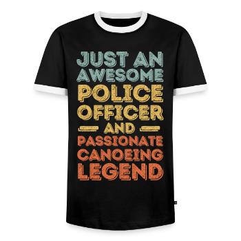 Policeman canoe retro - Men's Ringer Shirt - black/white - Front - AI Model Female 172 light (172cm) & AI Model Male 178 light (178cm)