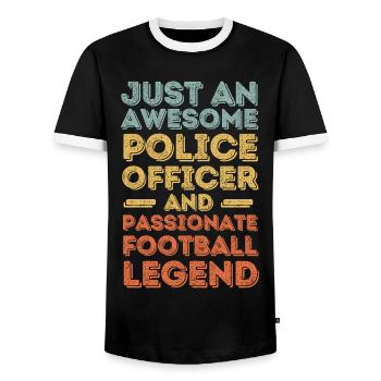 Policeman football retro - Men's Ringer Shirt - black/white - Front - AI Model Female 172 light (172cm) & AI Model Male 178 light (178cm)